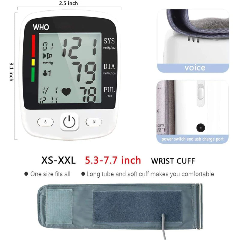 Digital Wrist Blood Pressure Monitor with LCD